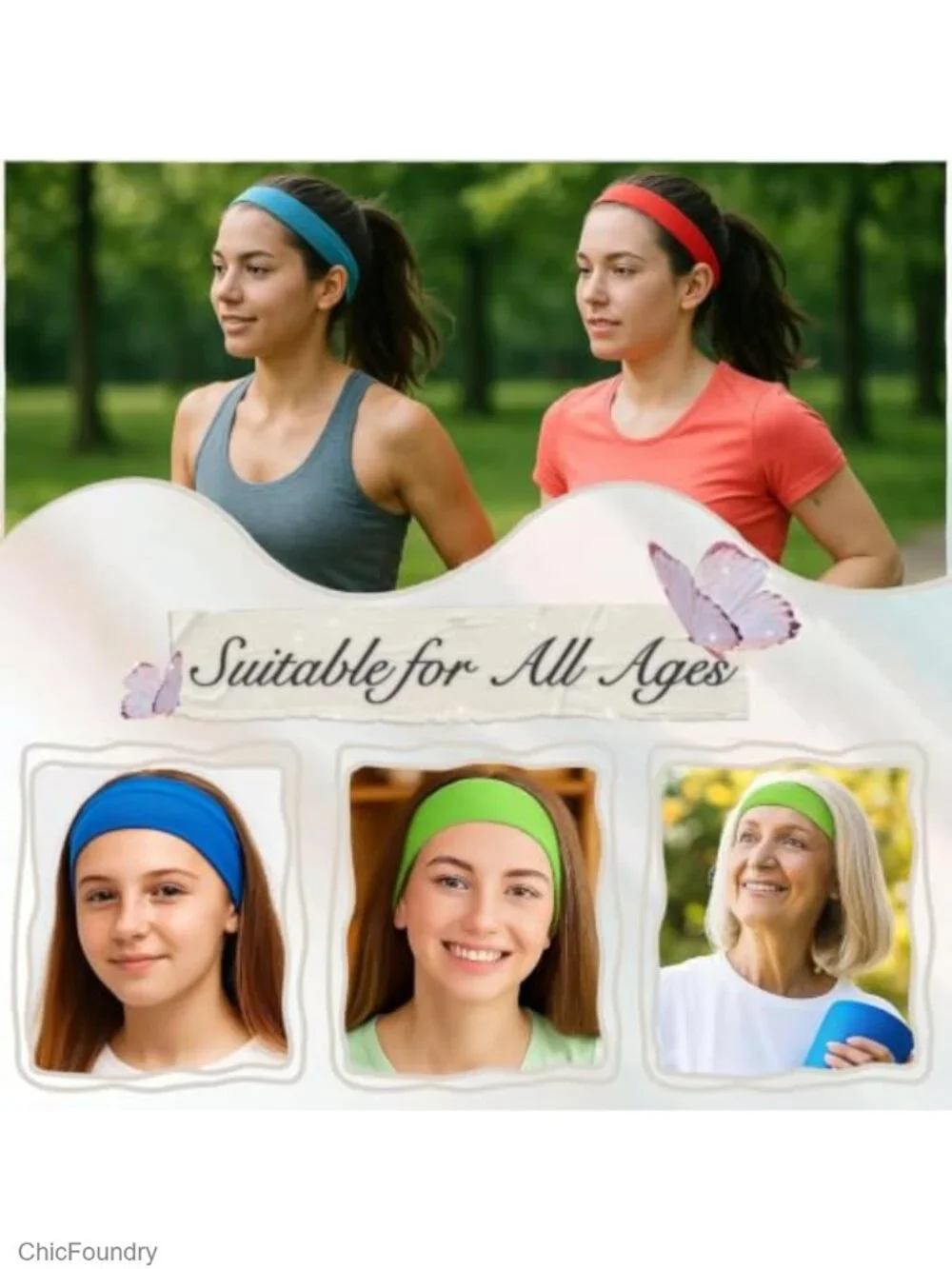 Non Slip Hair Headbands for Women - 25 Pack Multicolor Knit Elastic Bands